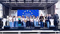A choir on a tribune