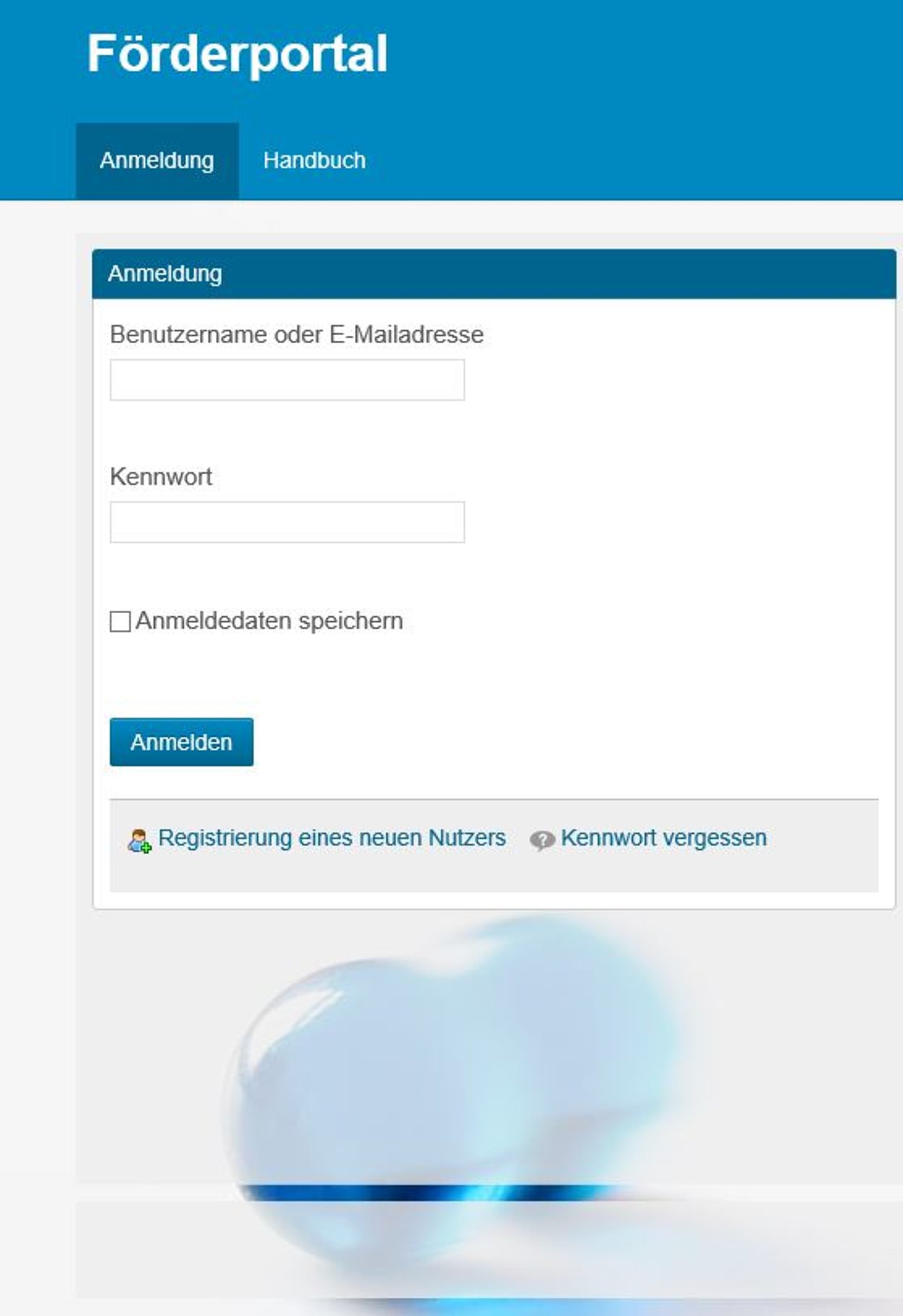 Förderportal Anmeldung